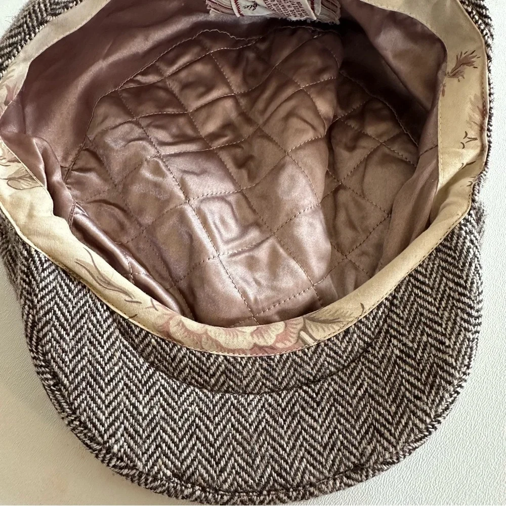 Vintage Abercrombie & Fitch Unisex Y2K Tweed Herringbone Wool Blend Flat Cap